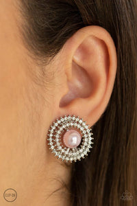 Broadway Breakout - Pink Clip-On Earrings